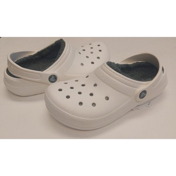 CROCS Kids Size J2 Classic Lined Clog K Lightweight Slip On Clogs Shoes White - Picture 8 of 8